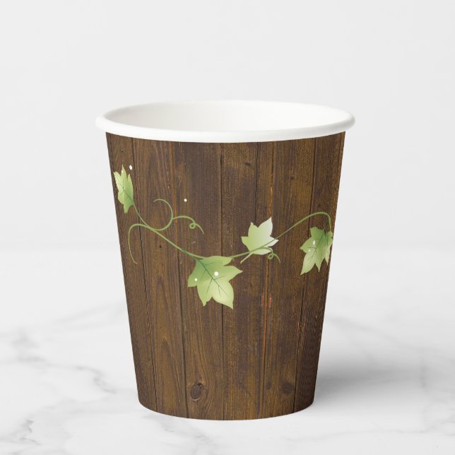 Rustic Wood and Ivy  Paper Cups (Front)