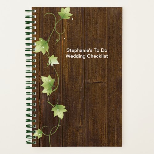 Rustic Wood and Ivy Wedding Checklist Notebook