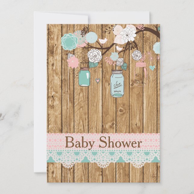 Rustic Wood and Lace Baby Shower Invitation (Front)