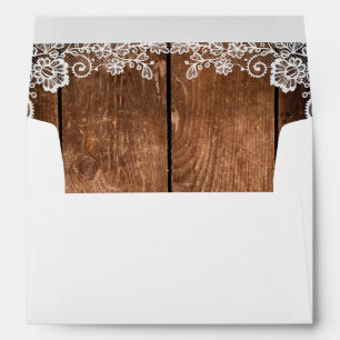 Rustic Wood and Lace Country Wedding Address Envelope