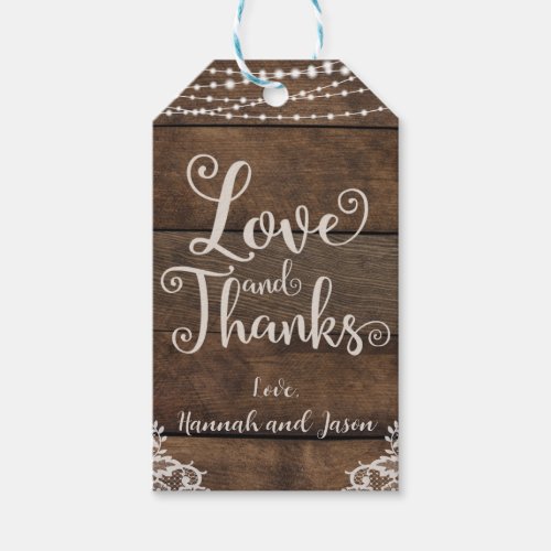 Rustic Wood and Lace Country Wedding Thank You  Gift Tags