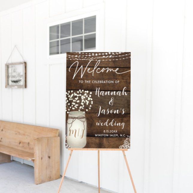 Rustic Wood and Lace Country Wedding Welcome Sign (Creator Uploaded)