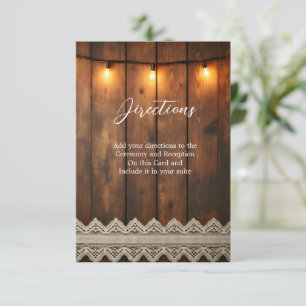Rustic Wood and Lace  Directions Enclosure Card