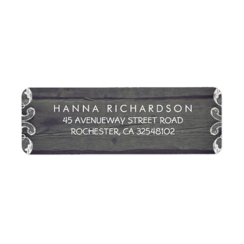 Rustic Wood and Lace Edge Wedding Label - Rustic wood wedding address labels