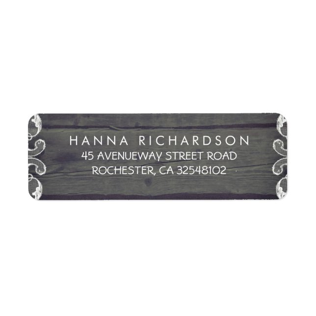Rustic Wood and Lace Edge Wedding Label (Front)