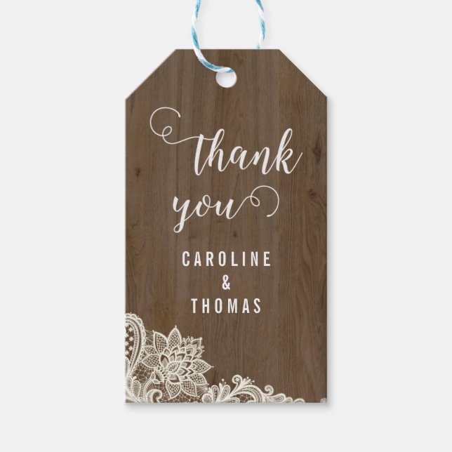 Rustic Wood and Lace Gift Tags (Front)