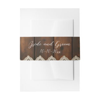 Rustic Wood and Lace Invitation Belly Band