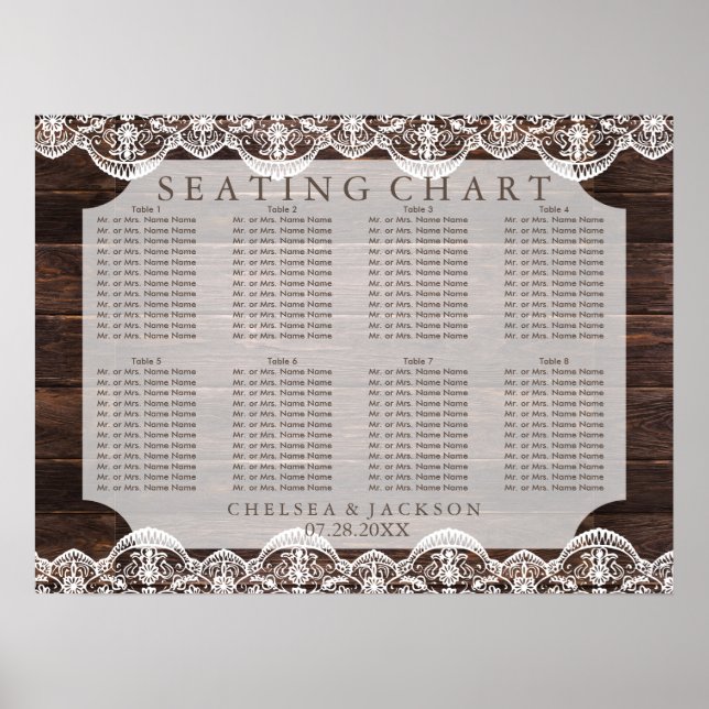 Rustic Wood and Lace - Seating Chart (Front)