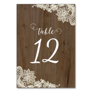 Rustic Wood and Lace Table Numbers