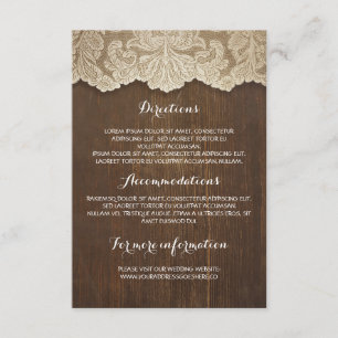 Rustic Wood and Lace Wedding Details - Information Enclosure Card