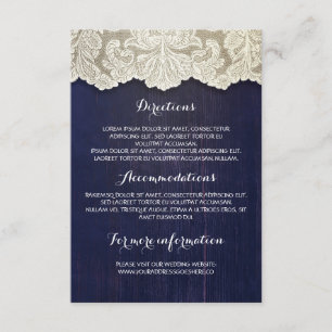 Rustic Wood and Lace Wedding Details - Information Enclosure Card