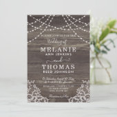 Rustic Wood and Lace Wedding Invitations, Country Invitation (Standing Front)