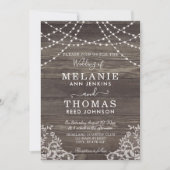 Rustic Wood and Lace Wedding Invitations, Country Invitation (Front)