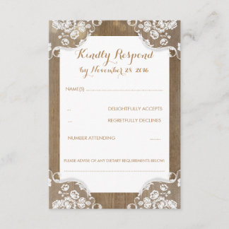 Rustic Wood and Lace Wedding RSVP