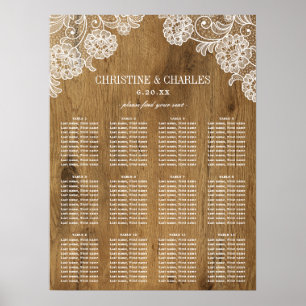 Rustic Wood and Lace Wedding Seating Chart