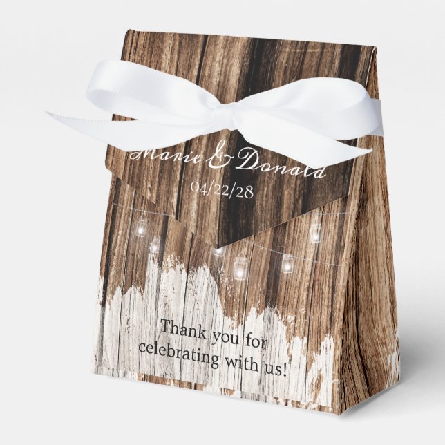 Rustic Wood and Lanterns Favor Boxes (Front Side)