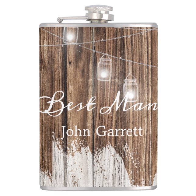 Rustic Wood and Lanterns Flask (Front)