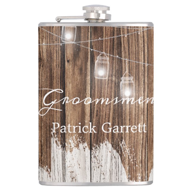 Rustic Wood and Lanterns Flask (Front)
