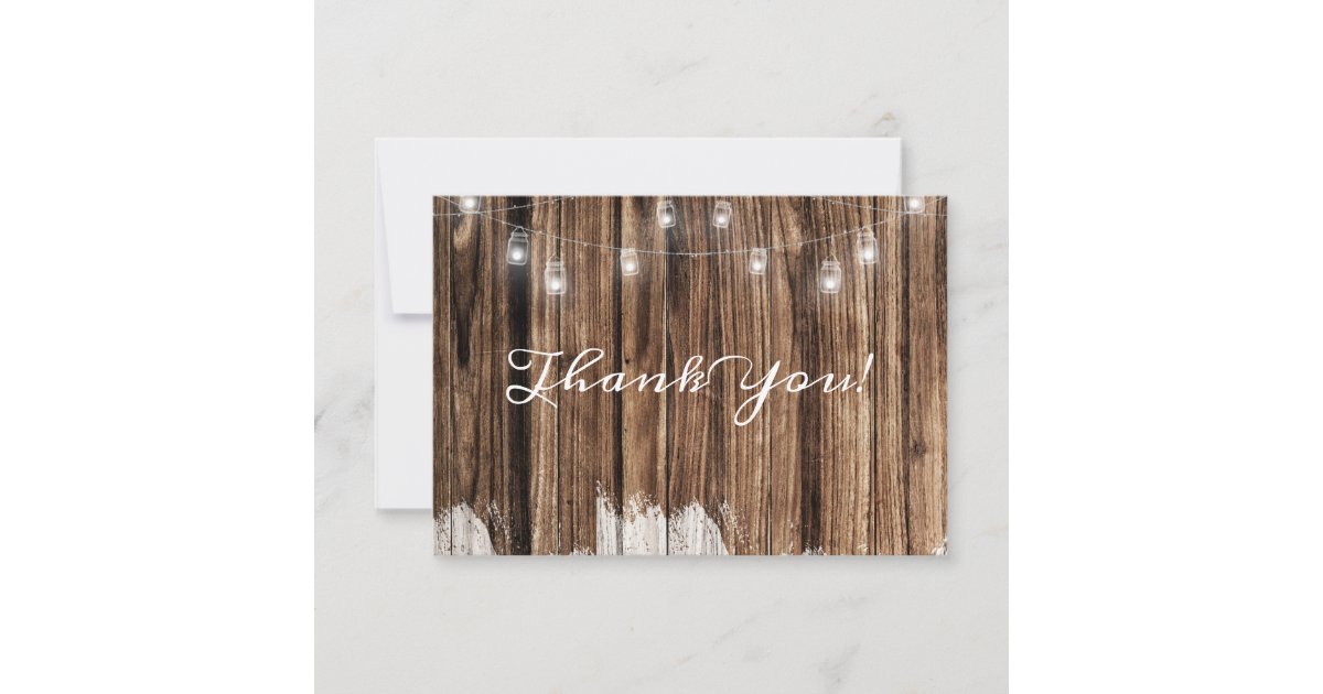 Rustic Wood and Lanterns Thank You Card | Zazzle