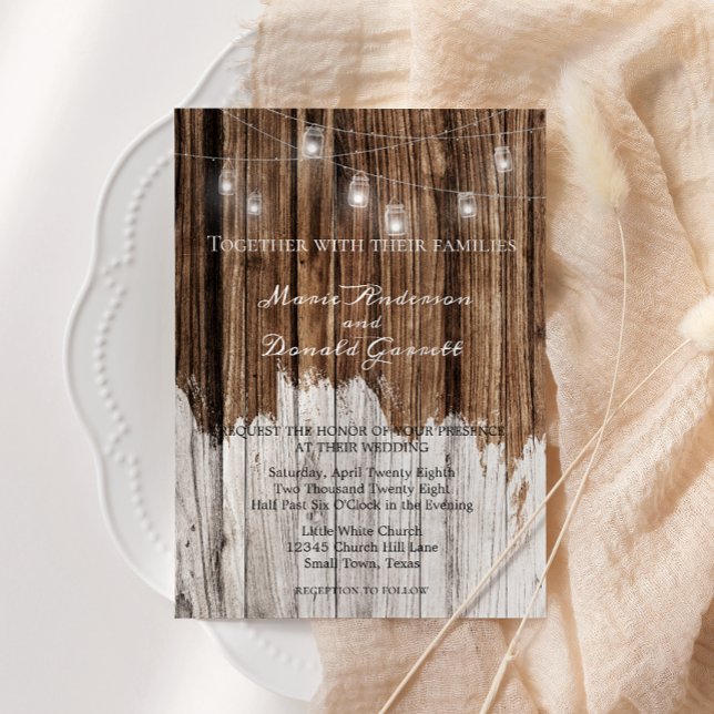 Rustic Wood and Lanterns Wedding Invitation (Creator Uploaded)