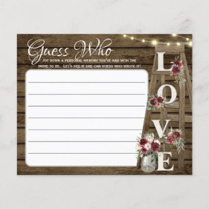 Rustic Wood and Lights Guess Who Game Flyer