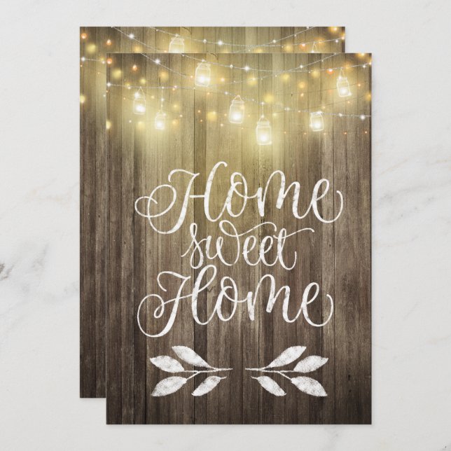 Rustic Wood and Lights House Warming Party Invite (Front/Back)