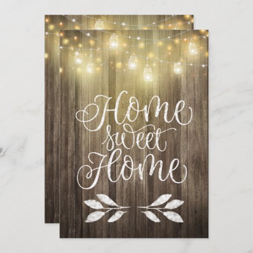 Rustic Wood and Lights House Warming Party Invite