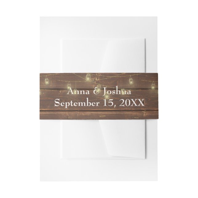 Rustic Wood and Lights Invitation Belly Band (Front Example)