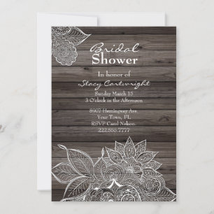 Rustic Wood and Mandala Bridal Shower Invitation