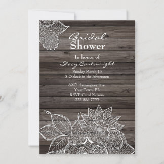 Rustic Wood and Mandala Bridal Shower Invitation