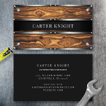 Rustic Wood and Metal Industrial Business Card