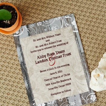 Rustic Wood And Parchment Wedding Invitations by RiverJude at Zazzle
