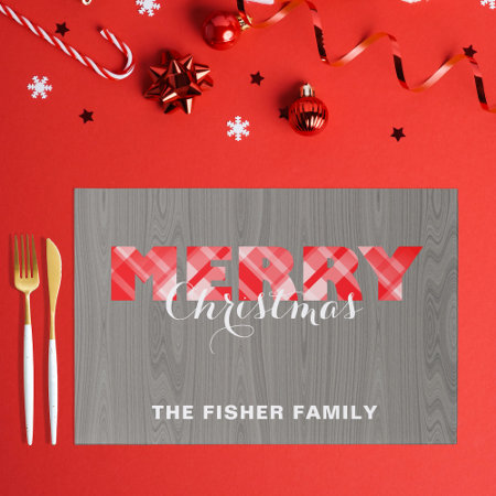 Rustic Wood and Plaid Christmas Paper Placemat