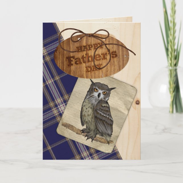 Rustic Wood and Plaid Fathers Day Card (Front)