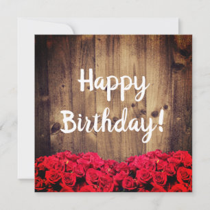 Rustic Wood and Roses Birthday Card