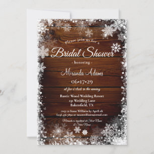 Rustic Wood and Snow Bridal Shower Invitation