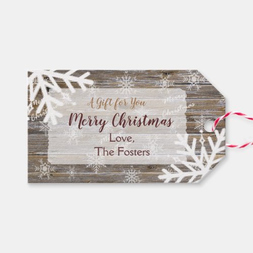 Rustic Wood and Snowflakes Gift Tag