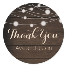 Rustic Wood and String Light Thank You Seal