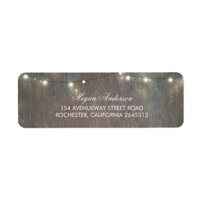 Rustic Wood and String Lights Label (Front)
