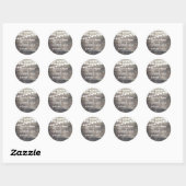 Rustic wood and string lights wedding Thank you Classic Round Sticker ...