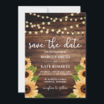 Rustic Wood and Sunflower Save The Date<br><div class="desc">Rustic Wood and Sunflower themed save the date invitations in a sans serif and calligraphic font for that vintage and playful yellow vibe of the wedding. More products on this collection.</div>