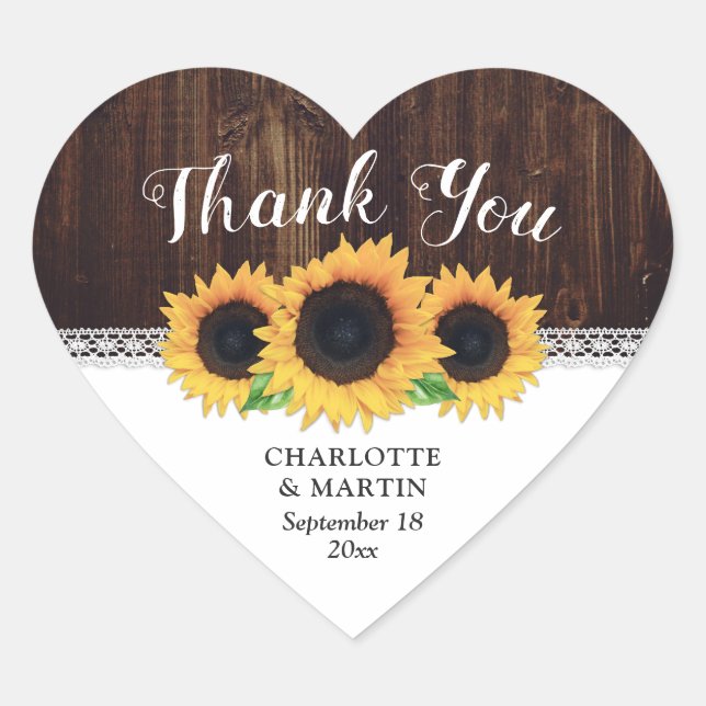 Rustic Wood and Sunflower Wedding Favor Stickers (Front)