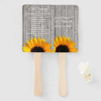 Rustic Wood and Sunflower Wedding Program Fan