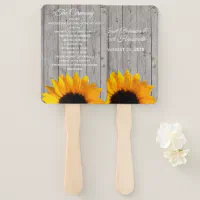 Rustic Wedding Program Fans Assembled - Sunflower and Wood buy Collection