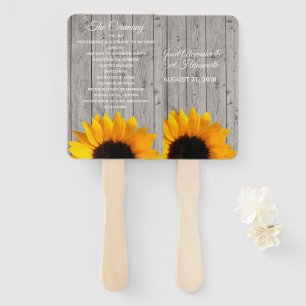 Rustic Wood and Sunflower Wedding Program Fan