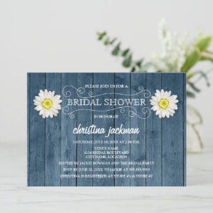Rustic Wood and White Daisy Bridal Shower Invitation