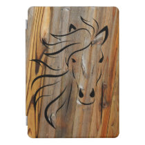 Rustic Wood And Wild Horses  iPad Pro Cover