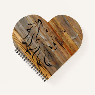 Rustic Wood And Wild Horses Notebook