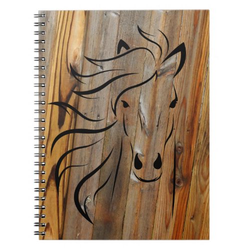 Rustic Wood And Wild Horses Notebook