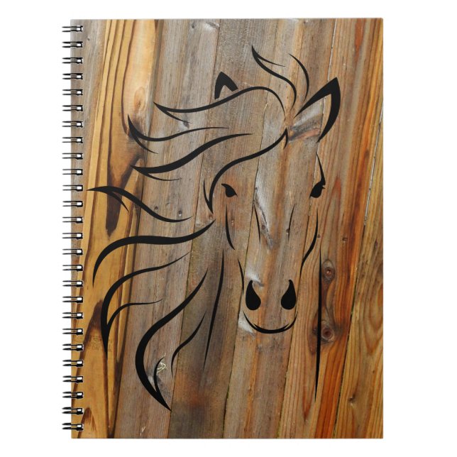 Rustic Wood And Wild Horses Notebook (Front)